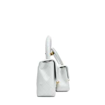 Chanel, Pre-Loved White Quilted Lambskin Top Handle Set, White