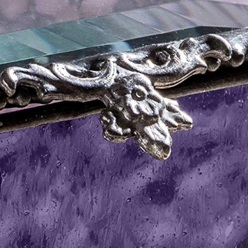 Personalized Quinceanera Jewlery Box Engraved Glass Keepsake Box Birthday Gift for Daughter, Granddaughter, Girl, Friend Anos 15 Mis Quince J Devlin Box EB249 (Purple)