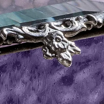 Personalized Quinceanera Jewlery Box Engraved Glass Keepsake Box Birthday Gift for Daughter, Granddaughter, Girl, Friend Anos 15 Mis Quince J Devlin Box EB249 (Purple)