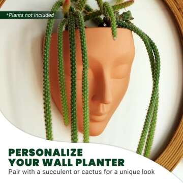 Bossa Linda Face Wall Planter | 7 Colors Avail | Unique Plant Lover Gifts for Indoor Wall Decor | Perfect for Succulent Gifts, Plant Gifts for Women, or Planter Calma Design, Terracotta