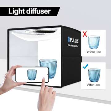 PULUZ 10x10 inch Photo Studio Light Box,Folding Portable Photography Tent Box Small Shooting lightbox CRI≥95 12 Colors Backdrops Mini Light Box Photography for Jewelry Watches Small Item Photography