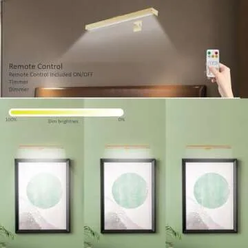 Rechargeable Picture Lights with Remote, 16" Battery Operated Painting Light Display Lamp with 3 Lighting Modes, Dimmable Dartboard Light with Timer for Frame Portrait Art, Metal Body