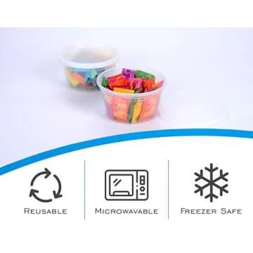 EDI [12 OZ, 50 Sets] Plastic Deli Food Storage Containers with Airtight Lids | Microwave-, Freezer-, Dishwasher-Safe | BPA Free | Heavy-Duty | Meal Prep | Leakproof | Recyclable