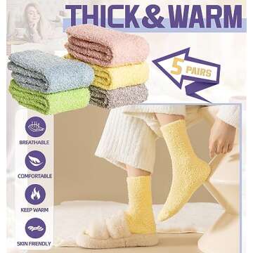 DoSmart Fuzzy Socks For Women Slipper Warm Fluffy Soft Winter Cozy Plush Cabin Sleep Christmas Home ...