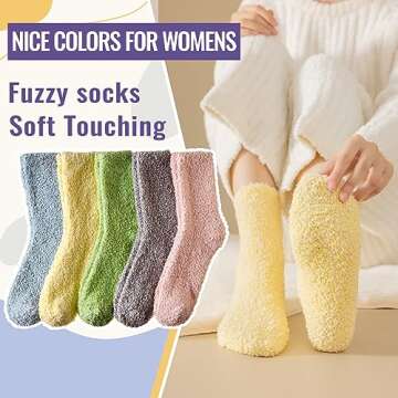 DoSmart Fuzzy Socks For Women Slipper Warm Fluffy Soft Winter Cozy Plush Cabin Sleep Christmas Home Socks(Grey/Pink/Yellow/Green/Blue)