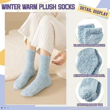 DoSmart Fuzzy Socks For Women Slipper Warm Fluffy Soft Winter Cozy Plush Cabin Sleep Christmas Home Socks(Grey/Pink/Yellow/Green/Blue)