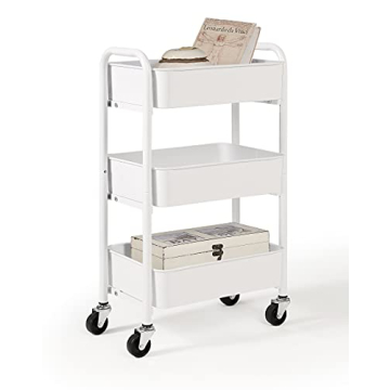 SunnyPoint 3-Tier Compact Rolling Metal Storage Organizer - Versatile Utility Cart for Home & Office