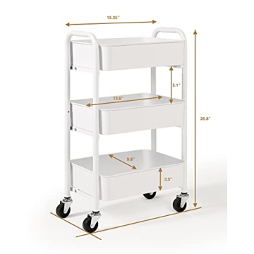 SunnyPoint Compact Rolling Metal Storage Organizer Cart