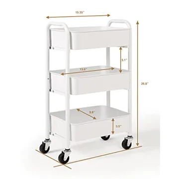SunnyPoint Compact Rolling Metal Storage Organizer Cart