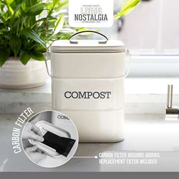 Stylish KitchenCraft Antique Cream Compost Bin for Every Kitchen