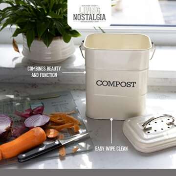 Stylish KitchenCraft Antique Cream Compost Bin for Every Kitchen
