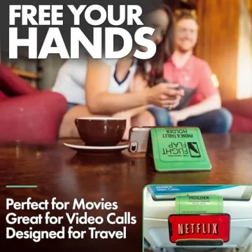 Flight Flap Airplane Phone Holder, Foldable Cell Phone Stand Holder – Flexible Tablet and Phone Holder for Bed, Desk, Office, Treadmill – Mobile Stand Phone Accessories, Plane Travel Essentials