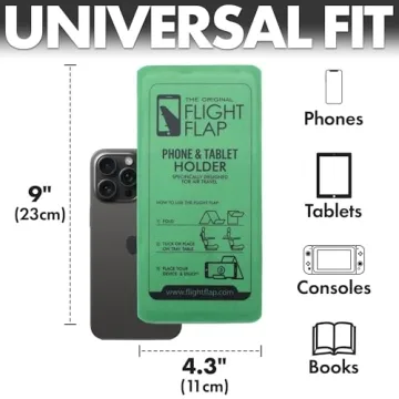 Flight Flap Airplane Phone Holder, Foldable Cell Phone Stand Holder – Flexible Tablet and Phone Holder for Bed, Desk, Office, Treadmill – Mobile Stand Phone Accessories, Plane Travel Essentials