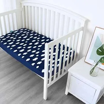 Crib Sheets for Boys and Girls Fitted 4 Pack - Breathable, Soft Microfiber Baby Sheets in Grey, Navy...