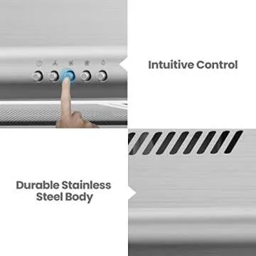 Comfee CVU30W4AST 30 inch Under Cabinet Ducted/Ductless Convertible Slim Vent Durable Stainless Steel Kitchen Reusable Filter, 3 Speed Exhaust Fan and 2 LED Lights Range Hood, 2.0 Version