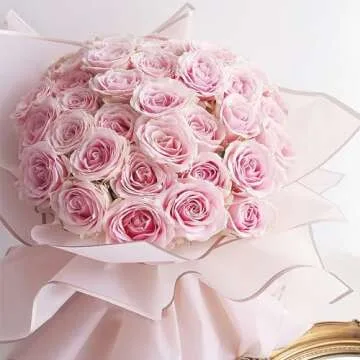 BBJ WRAPS Waterproof Floral Wrapping Paper Sheets Fresh Flowers Bouquet Gift Packaging Korean Florist Supplies, 20 Sheets (Pink)