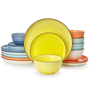 Sweese Plates and Bowls Sets - 18 Piece Porcelain Dinnerware Set for 6