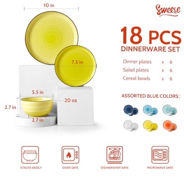 Sweese 18-Piece Dinnerware Set - Durable & Stylish Dinner Plates
