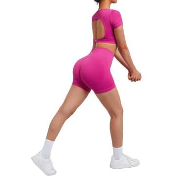 SUUKSESS Seamless Ribbed Workout Sets in Hot Pink