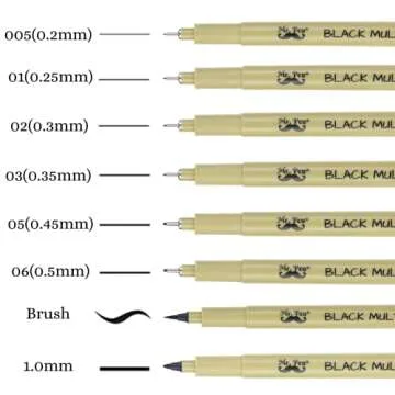 Mr. Pen- Drawing Pens for Artists, 8 Pack Black Multiliner/Fineliner Micro Anime/Sketch Pens, Line Art/Inking Pens, Fine Point Bible Journaling Pens