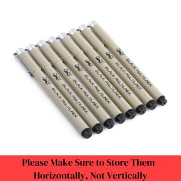 Mr. Pen- Drawing Pens for Artists, 8 Pack Black Multiliner/Fineliner Micro Anime/Sketch Pens, Line Art/Inking Pens, Fine Point Bible Journaling Pens