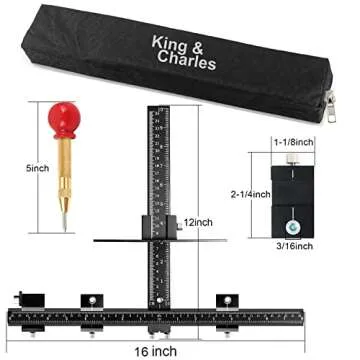 King&Charles Cabinet Hardware Jig, Aluminum Alloy Cabinet Handle Jig with Automatic Center Punch, Cabinet Jig for Handles and Pulls on Drawers/Cabinets, Cabinet Hardware Template Tool Perfect Set.