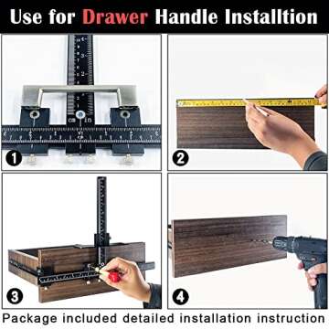 King&Charles Cabinet Hardware Jig, Aluminum Alloy Cabinet Handle Jig with Automatic Center Punch, Cabinet Jig for Handles and Pulls on Drawers/Cabinets, Cabinet Hardware Template Tool Perfect Set.