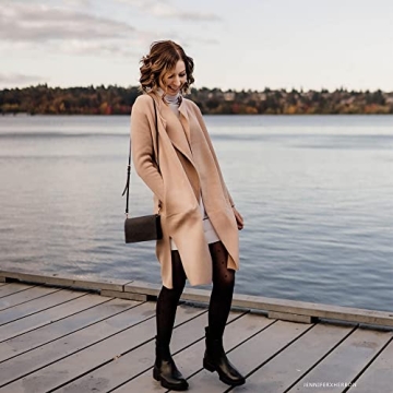 CHICWISH Women's Classy Light Tan Open Front Knit Coat Cardigan, Size XL