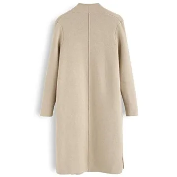 CHICWISH Women's Classy Light Tan Open Front Knit Coat Cardigan, Size XL