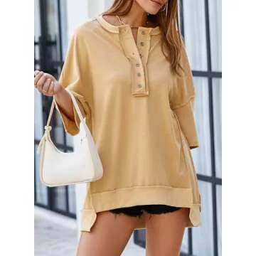 SHEWIN Oversized Tshirts for Women Trendy Casual Short Sleeve Shirts V Neck Comfy Cute Tops for Wome...