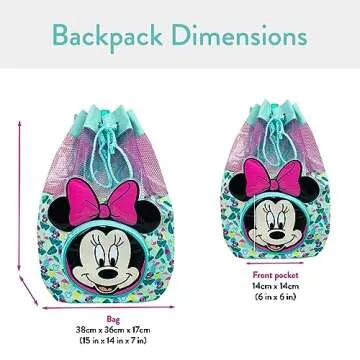 Disney Minnie Mouse Swim Bag | Girls Backpack With 3D Ears