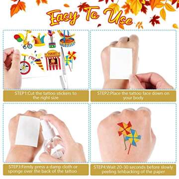 Maitys 288 Pcs Carnival Tattoos for Kids, 48 Styles Circus Party Carnival Temporary Tattoos Circus Tattoos Carnival Theme Party Circus Party Decoration Favor Supplies