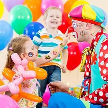 Maitys 288 Pcs Carnival Tattoos for Kids, 48 Styles Circus Party Carnival Temporary Tattoos Circus Tattoos Carnival Theme Party Circus Party Decoration Favor Supplies