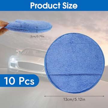10 Pack Wax Applicator Pads, Microfiber Applicator Pad with Finger Pocket, Foam Car Wax Applicator P...
