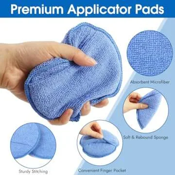 10 Pack Wax Applicator Pads, Microfiber Applicator Pad with Finger Pocket, Foam Car Wax Applicator Pad for Car Cleaning and Polishing