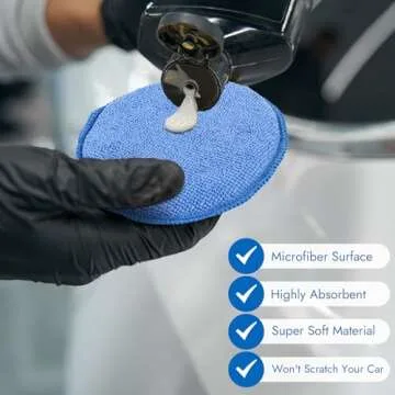 10 Pack Wax Applicator Pads, Microfiber Applicator Pad with Finger Pocket, Foam Car Wax Applicator Pad for Car Cleaning and Polishing