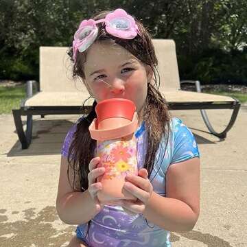 Zak Designs Harmony Kid Water Bottle for Travel or At Home, 14oz Recycled Stainless Steel is Leak-Proof When Closed and Vacuum Insulated (Flower)