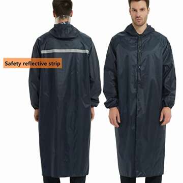 HLLMAN Rain Coat for Mens Ponchos with Hoods,Rainwear Waterproof Rain Jacket Long Sleeve Raincoat Lightweight Black Windbreaker (XXL-Large)