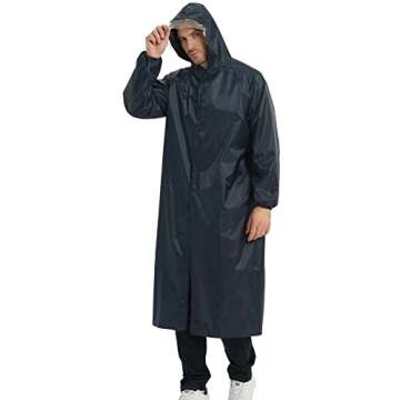 HLLMAN Rain Coat for Mens Ponchos with Hoods,Rainwear Waterproof Rain Jacket Long Sleeve Raincoat Lightweight Black Windbreaker (XXL-Large)