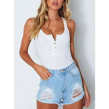 Stylish REORIA Racerback Bodysuit for Women