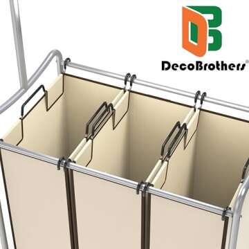 DecoBrothers Heavy Duty 3-Bag Laundry Sorter Cart
