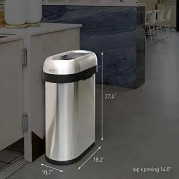 simplehuman Slim Open Top 50L Trash Can for Commercial Use
