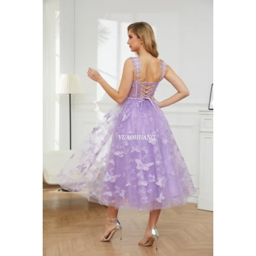 Fuchsia 3D Butterfly Tulle Prom Dress for Women 2024