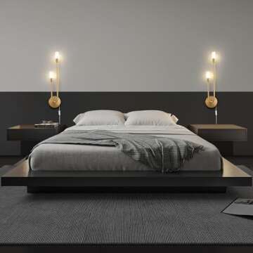 Fang Yan Mei Plug in Wall Sconce,Modern LED Gold Wall Fixture Vanity Light Fixture with Glass Shade, mid-Century Wall Light Modern Gold Wall Sconce for Bathroom, Living Room，22.4inch（Left-Short）