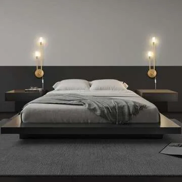 Fang Yan Mei Plug in Wall Sconce,Modern LED Gold Wall Fixture Vanity Light Fixture with Glass Shade, mid-Century Wall Light Modern Gold Wall Sconce for Bathroom, Living Room，22.4inch（Left-Short）