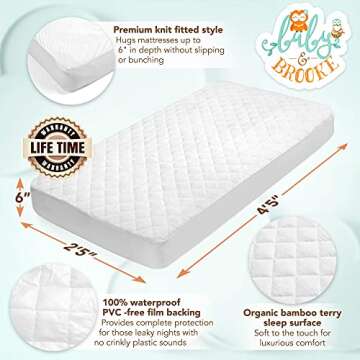 Organic Bamboo Waterproof Crib Mattress Protector by Baby&Brooke
