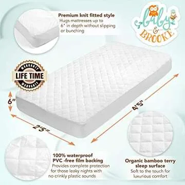 Organic Bamboo Waterproof Crib Mattress Protector by Baby&Brooke