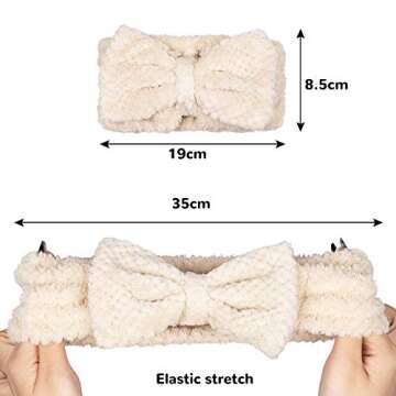 Whaline 6 Pack Spa Headband Pelerine Design Bowknot Headband Elastic Yoga Makeup Headband Soft Fluff...