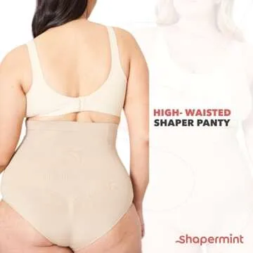 SHAPERMINT Shapewear Tummy Control Panty - High-Waisted Shapewear for Women, Body Shaper Tummy Control Underwear, Faja Black