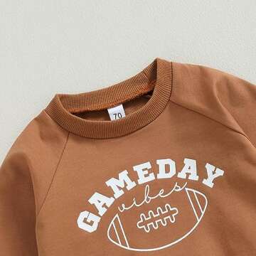 LIOMENGZI Toddler Boy Clothes Toddler Girl Fall Winter Outfit Long Sleeve Sweatshirt Top Jogger Pants Cute 2Pcs Set 0-3T (Brown Football, 18-24 Months)